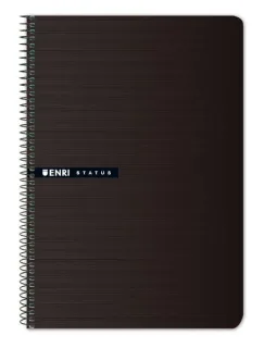 Enri Status Cuaderno Espiral Tamaño 4º Cuadricula 4mm 100 Hojas con Margen - Tapa Dura - Color Negro