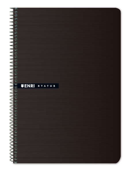 Enri Status Cuaderno Espiral Tamaño 4º Cuadricula 4mm 100 Hojas con Margen - Tapa Dura - Color Negro