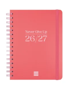 Finocam Cosmo Flex Agenda Escolar 26/27 - Semana Vista Horizontal - Formato 4º - 155x212mm - Tapas de Polipropileno - Papel de 80g/m2 - Espiral Metalica - Esquinas Microperforadas - Color Ro