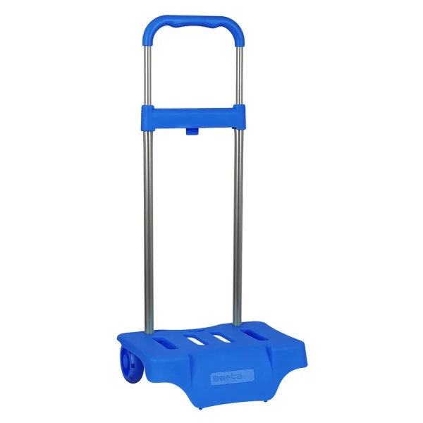 Safta Carro Portamochilas - Ruedas Antivibracion - Sistema de Sujecion Universal - Material Resistente - 30x23x85cm - Color Azul