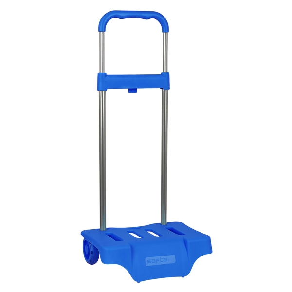 Safta Carro Portamochilas - Ruedas Antivibracion - Sistema de Sujecion Universal - Material Resistente - 30x23x85cm - Color Azul