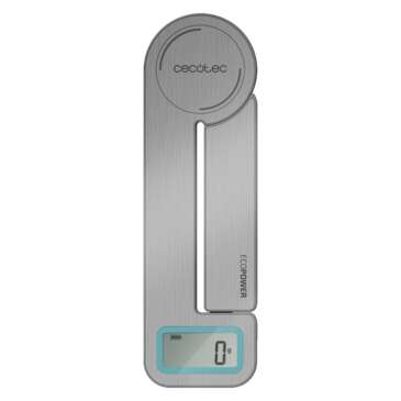 Cecotec Cook Control 10100 EcoPower Compact Bascula de Cocina - Plegable - Sin Pilas - Precision de 1gr - Peso Max. 5kg - Pantalla LCD - Funcion Tara - Funcion Solidos y Liquidos