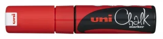 Uni-ball PWE-8K Marcador de Tiza Liquida - Punta Biselada 8mm - Borrado en Humedo - Resistente a la Lluvia - Color Rojo · Pack de 6 uds.