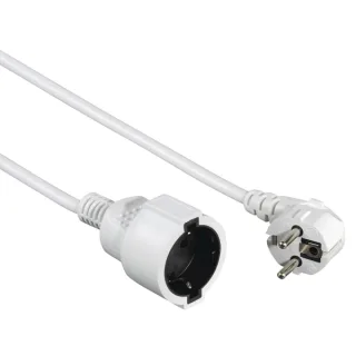 Hama Cable de Alimentacion Alargador Acodado - Potencia Maxima 3680W - Longitud 2m - Seccion 1.5mm2 - Schuko CEE7 - Color Blanco