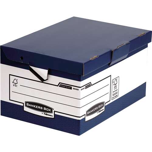 Fellowes Bankers Box Ergo-Stor Maxi Contenedor de Archivos con Asas Ergonomicas - Tapa Fija - Montaje Automatico Fastfold - Carton Reciclado Certificacion FSC · Pack de 10 uds.