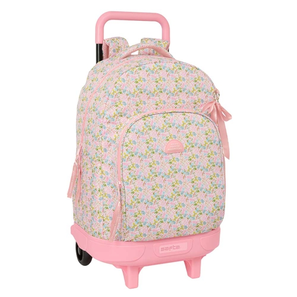 Safta VMB Mochila con Carro - Extraible - Bolsillo Frontal - Portabotellas - Tirador Doble - Hombreras Acolchadas - Asa Acolchada - Tarjeta ID - Base Reforzada - 33L - 330x220x450mm - Color Rosa