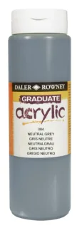 Daler Rowney Graduate Pintura Acrilica - Botella de Plastico - 500ml - Color Gris Neutro