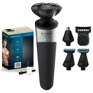 Cecotec PrecisionCare Afeitadora Recortadora 5 en 1 - Pantalla LCD - Autonomia hasta 80min - Cuchillas Flotantes Adaptables - Afeitado Apurado y Suave - Color Negro
