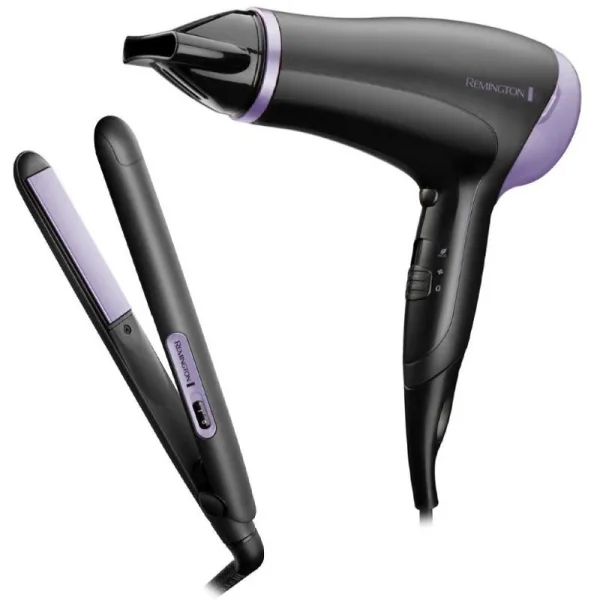Remington Style Essentials Pack Secador y Plancha de Pelo - 2000W - Secador con Rejilla Ceramica-Ionica - Plancha de Placas Ceramicas