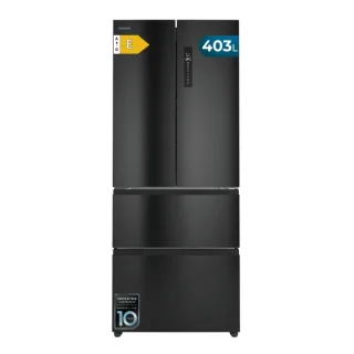 Cecotec Bolero CoolMarket F2D 403 Dark E Frigorifico Puerta Francesa de 4 Puertas - Capacidad 403L - Luz LED - Pantalla Digital - Compresor Inverter - Total Nofrost - Modo Vacaciones - Color