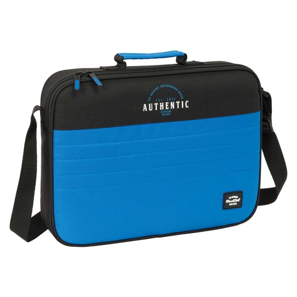 Safta Blackfit8 Underground Maletin con Cremallera - Bandolera Ajustable - Asa Forrada - Doble Tirador - Fondo Semirigido - 6L - 380x60x280mm - Color Negro y Azul