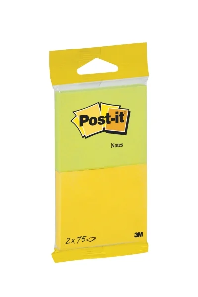 Post-It Pack de 2 Blocs de 75 Notas Adhesivas Reposicionables - Forma Rectangular - 635x762mm - Colores Surtidos