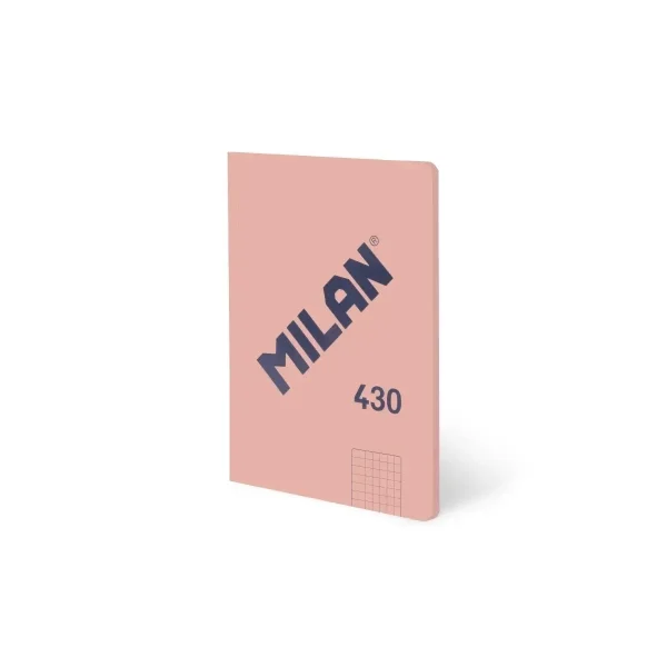 Milan 430 Libreta Encolada Formato A5 Cuadricula 5x5 - 48 Hojas de 95 gr/m2 - Microperforado - Tapa Blanda - Color Rosa