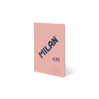 Milan 430 Libreta Encolada Formato A5 Cuadricula 5x5 - 48 Hojas de 95 gr/m2 - Microperforado - Tapa Blanda - Color Rosa