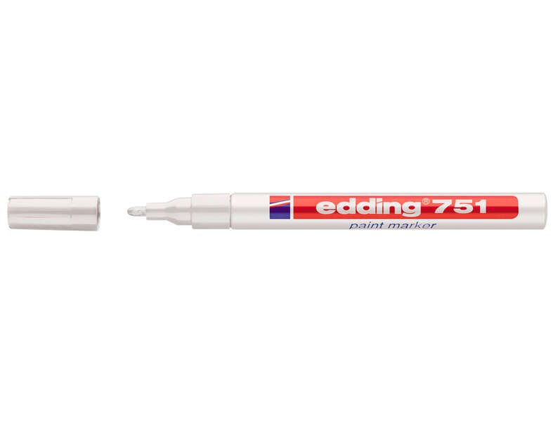 Edding 751 Rotulador Permanente - Punta Redonda - Trazo entre 1 y 2 mm. - Tinta Opaca - Secado Rapido - Color Blanco · Pack de 10 uds.
