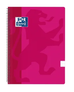 Oxford School Classic Cuaderno Espiral Tamaño Folio 1 Linea - 80 Hojas con Margen - Tapa de Plastico - Color Fucsia