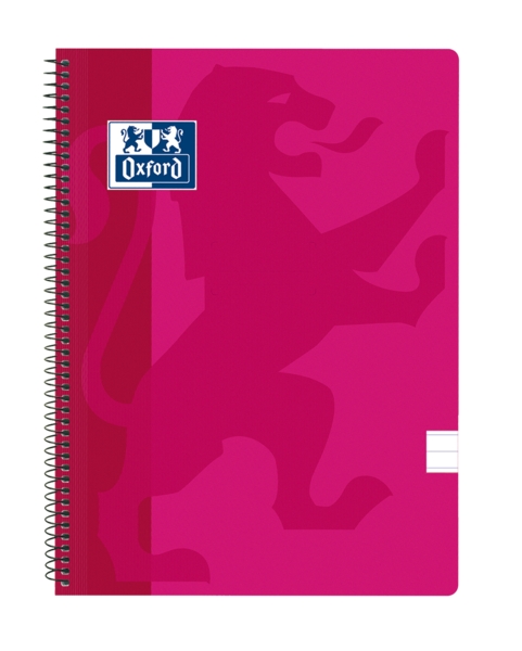 Oxford School Classic Cuaderno Espiral Tamaño Folio 1 Linea - 80 Hojas con Margen - Tapa de Plastico - Color Fucsia