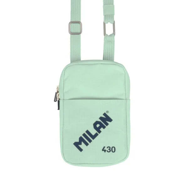 Milan Coleccion 430 Bolso Pequeño Bandolera - Tamaño Bolso 19x2.3x12.8cm - Cierre de Cremallera - Mosqueton de Aluminio - Color Verde