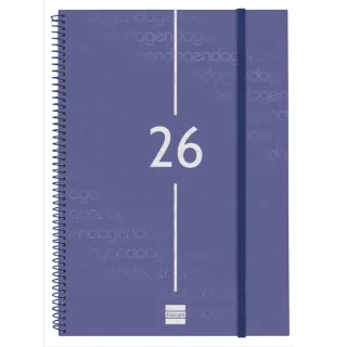 Finocam Year Agenda de Espiral en Catalan - Tapa Ligera - Formato E40 - 217x14x297mm - Semana Vista Horizontal - Color Azul