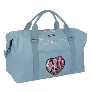 Safta K-Pop Demon Hunters Huntr/X Bolsa de Fin de Semana - Bandolera Ajustable - Bolsillo Frontal - Cremallera Bidireccional - Asas de Mano - 50x29x22cm - Color Azul Claro