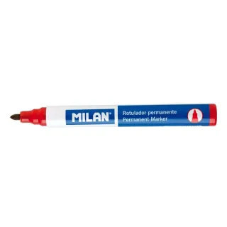 Milan Rotulador Permanente - Punta Redonda 4mm - Tinta a Base de Alcohol - Color Rojo · Pack de 12 uds.