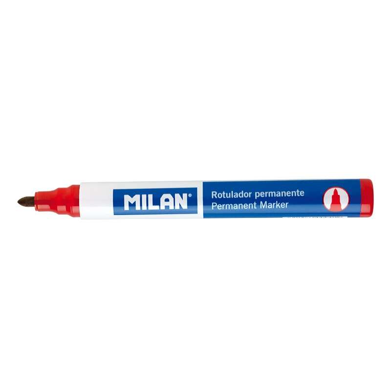 Milan Rotulador Permanente - Punta Redonda 4mm - Tinta a Base de Alcohol - Color Rojo · Pack de 12 uds.