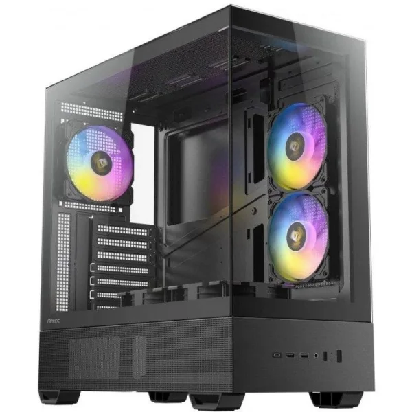 Antec CX705 ARGB Caja ATX - Cristal Templado - 1 x USB 2.0, 1 x USB-A 3.0, 1 x USB-C 3.2 - 1 x Audio + Micro - 5 Ventiladores ARGB - Color Negro