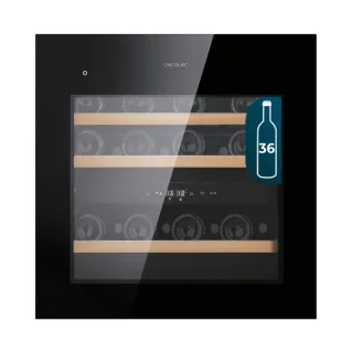 Cecotec GrandSommelier Duo 36000 Touch Black Compressor Vinoteca para 36 Botellas - Doble Zona - Luz LED - Temperatura Regulable - Compresor Integrado - Ventilador Interior - 60x60cm - Color