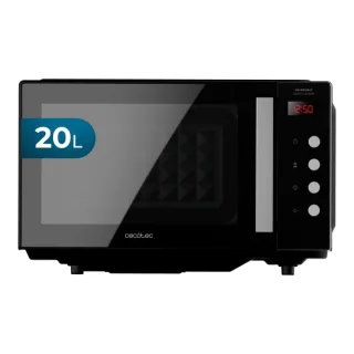 Cecotec GrandHeat 2000 Flatbed Black Microondas sin Plato - 700W - Capacidad 20L - Revestimiento Ceramico - Bloqueo de Seguridad Infantil - Avisador Acustico - Color Negro