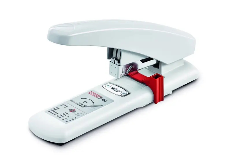 Novus B 40 Grapadora de Gruesos - Hasta 100 Hojas - Grapado Cerrado con Sistema Bypass - Sistema Antibloqueo - Color Blanco