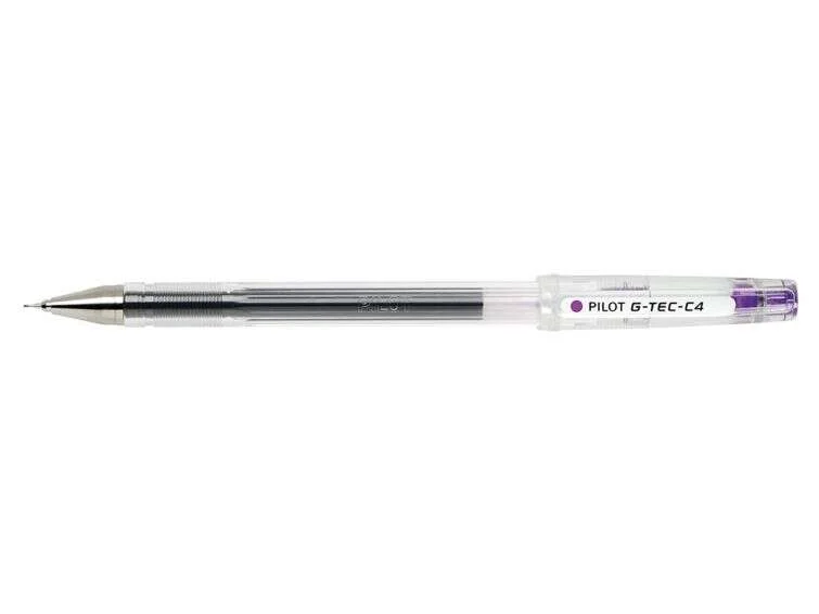 Pilot G-Tec C4 Boligrafo de Tinta Gel - Punta de Bola 0.4mm - Trazo 0.2mm - Extra Fino - Recargable - Color Violeta · Pack de 12 uds.