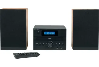Thomson MIC123BT Micro Cadena 50W Bluetooth - Reproductor de CD, Radio FM - Tecnologia Bass Boost - Mando a Distancia - Color Negro/Madera