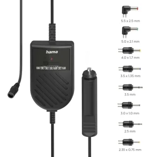 Hama Fuente de Alimentacion para Coche 36W - Conector 12V - Indicador LED - Voltaje Variable - Conectores Surtidos - Color Negro