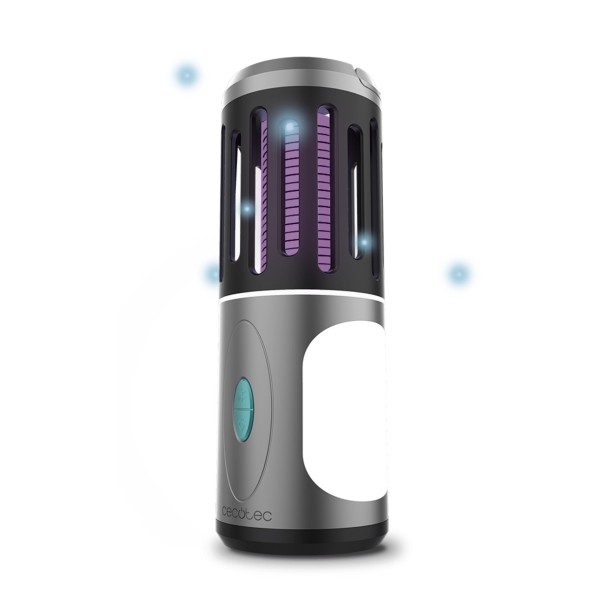 Cecotec ByeFly 3000 Go Mata Mosquitos 3 en 1 - Potencia de 5W - Bateria 1800mAh - Resistente al Agua IPX4 - Luz Lateral y Linterna - Incluye Gancho - Compacto y Portatil - Color Gris