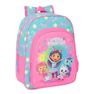 Safta Gabby's Dollhouse Confetti Mochila Infantil - Adaptable a Carro - Portabotellas - Hombreras Ergonomicas - Bolsillo Frontal - 10L - 260x110x340mm - Color Rosa