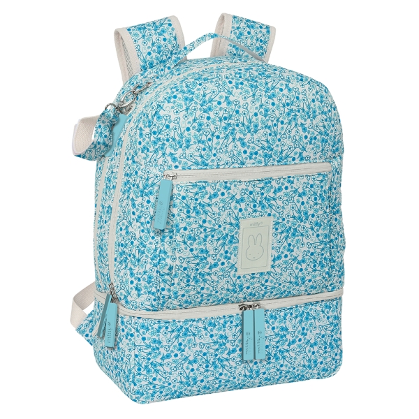 Safta Miffy Mum Garden Mochila para Carrito Bebe de 19.4L - Compartimento Principal Espacioso - Bolsillos Internos - Cremallera Doble - Bolsillos Isotermicos - 300x150x430mm - Color Azul Cla