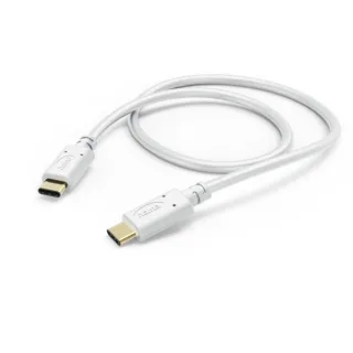 Hama Cable USB-C Macho - Potencia Maxima 60W - Longitud 1.5m - Velocidad hasta 480Mbps - Chapado en Oro - Color Blanco