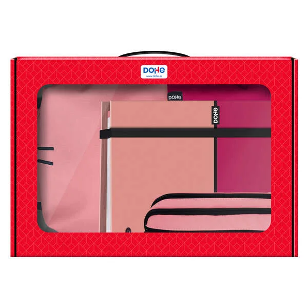 Dohe Pack Mochila, Carpeta y Portatodo Duo - Maletin Regalo 365x515x105mm - Carpeta A4 Recambio - Mochila 3 Compartimentos Grande - Portatodo Triple