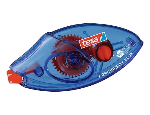 Tesa Roller EcoLogo Roller de Adhesivo Permanente 8.4mm x 8.5m - Adhesivo Extrafuerte - Preciso y Duradero - Fabricado con plastico 100% Reciclado - Carcasa Color Azul Translucido