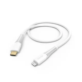 Hama Cable de Carga - USB-C - Ligthning - Velocidad hasta 480Mbps - Longitud 1.5m - Intensidad Maxima 3A - Color Blanco