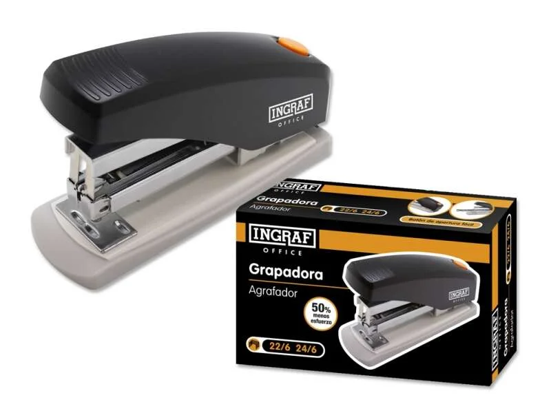 Ingraf Grapadora Pro - Alta Capacidad de Grapado - Diseño Ergonomico - Durabilidad Garantizada - Ideal para Oficina y Hogar - Color Negro