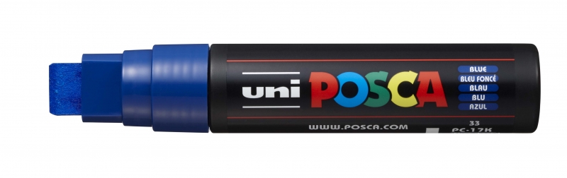 Posca PC-17K Marcador de Pintura - Punta Biselada de Poliester 15mm - Ancho de Trazo Muy Grueso - Tinta Base al Agua - No Permanente - Resistente a la Luz - Color Azul · Pack de 5 uds.