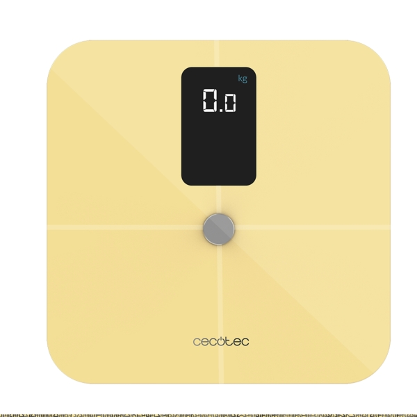 Cecotec Surface Precision 10400 Smart Healthy Vision Yellow Bascula Corporal hasta 180kg - Pantalla LCD - Bluetooth 4.0 - Cristal Templado - Patas Antideslizantes - Cinta Metrica - Color Ama