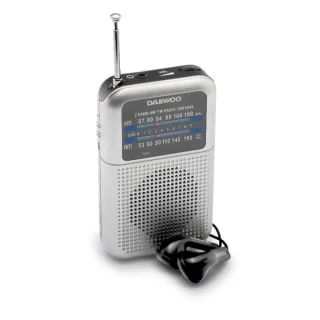 Daewoo DW1008 Radio Portatil AM/FM - Antena Telescopica y Sintonizacion Analogica Precisa - Altavoz Integrado - Salida Auriculares Jack 3.5mm - Compacto y Ligero para Uso Diario - Color Plat