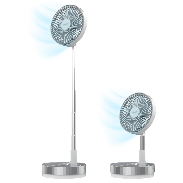 Cecotec EnergySilence 800 FoldAir Portable Control Ventilador de Pie Portatil - Bateria de 7200mAh - Plegable y Telescopico - Diametro de 8" - 4 Velocidades - Oscilacion Automatica - Acero I
