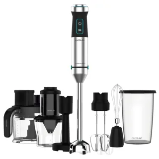 Cecotec Power TitanBlack 1500 XL TotalMix Batidora de Mano - 1500W - Cuchillas de Titanio - Campana Antisalpicaduras - Velocidad Ajustable - Incluye Accesorios Variados - Funcion Turbo - Col