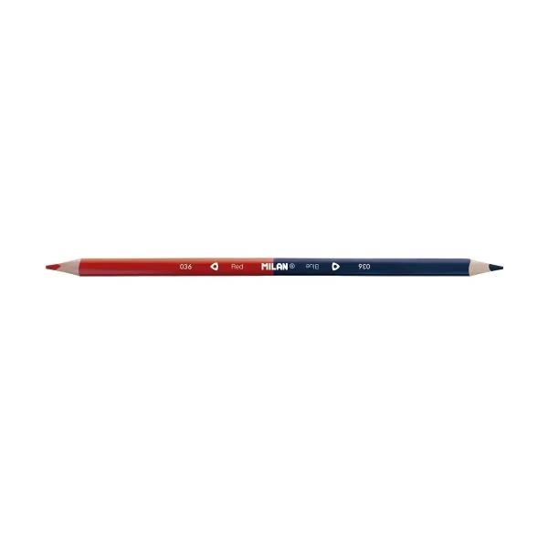 Milan Lapiz Bicolor Rojo y Azul - Mina Ø 2.9mm - Triangular - Resistente a la Rotura · Pack de 12 uds.