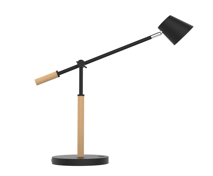 Unilux Vicky Lampara LED de Escritorio - 3 Niveles de Intensidad - Puerto USB - Interruptor Tactil - Madera de Haya - Color Negro