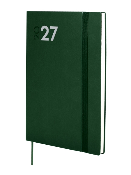 Finocam Dynamic Mara Agenda Profesional - Anual 2027 - Semana Vista Vertical - Formato Y10 - 140x204mm - Goma Elastica - Tapa Blanda de PU - Esquinas Microperforadas - Papel de 80g/m2 - Color Verde