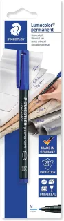 Staedtler Lumocolor Permanent 317 Rotulador Permanente de Punta Fina - Trazo 1mm - Para Casi Todas las Superficies - Secado Rapido - Color Azul